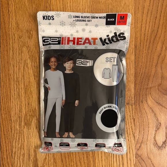 32 Degrees Heat Kids Long Sleeve Crew Neck + Legging Set - Black - Picture 1 of 2